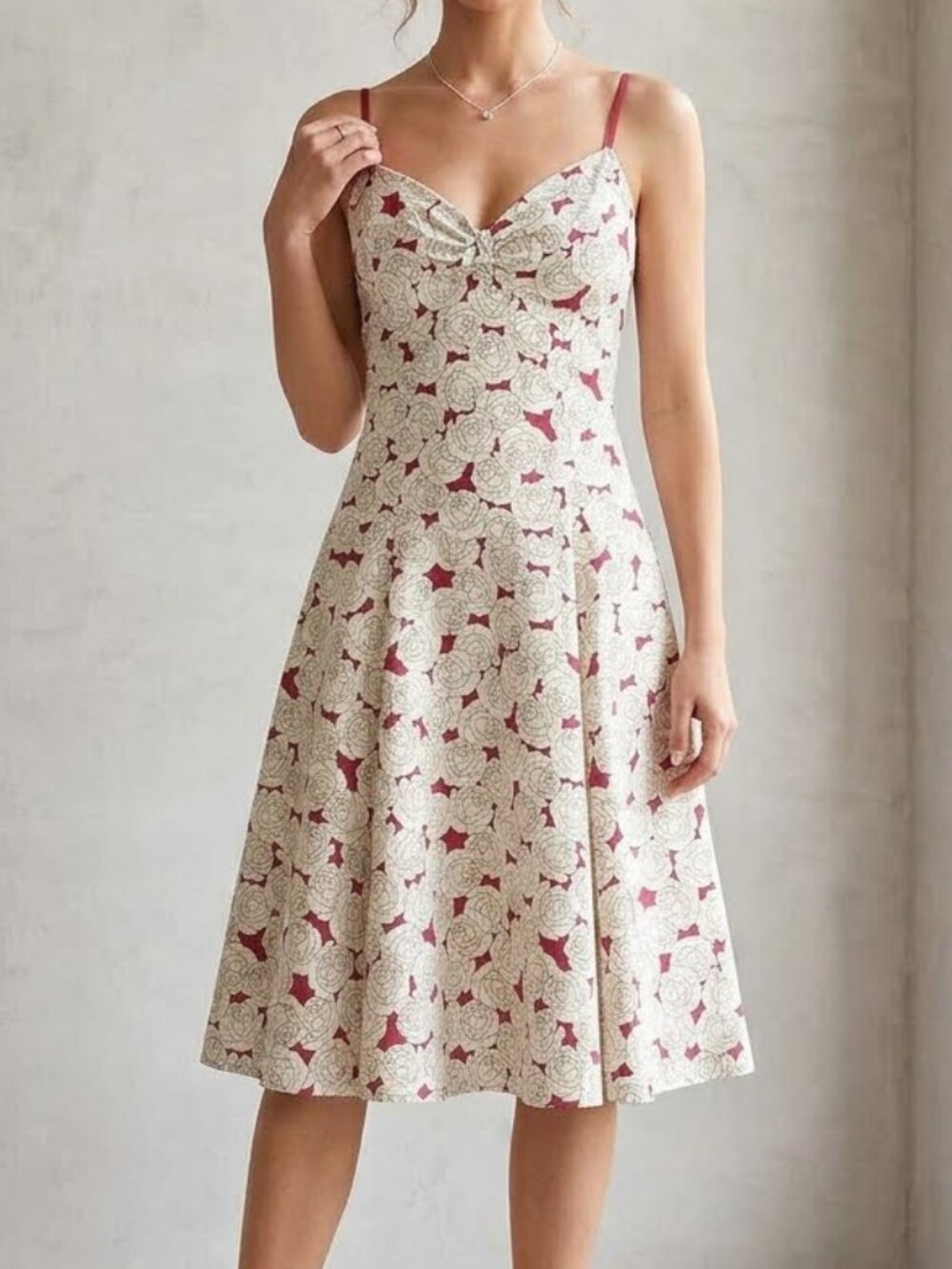 BEBE 100% Silk Vintage Inspired Rose Print Skater Dress S